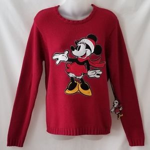NWT Disney Store Minnie Mouse Red Winter Sweater M